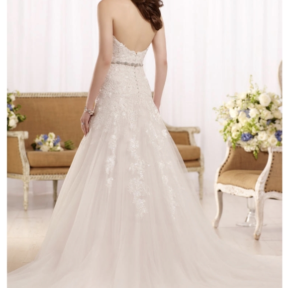 Ivory Lace and Tulle over Almond Gown with belt - Picture 6 of 9